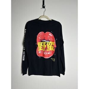 Megan Thee Stallion x Crunchyroll Exclusive Black Long Sleeve Lips Shirt Sz Sm